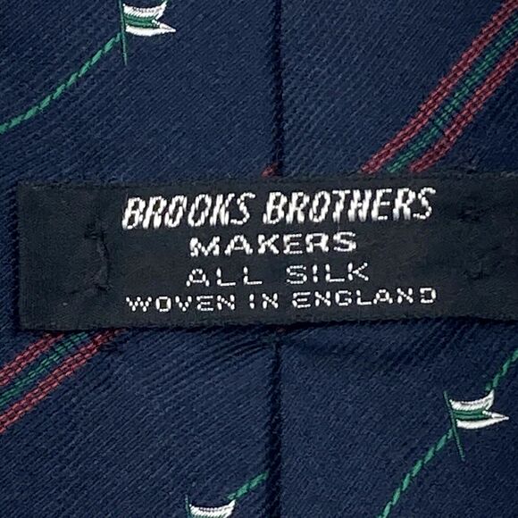 Brooks Brothers Makers Vintage Tie Repp Weave RARE Golf Stripe Blue English Silk - Picture 3 of 9